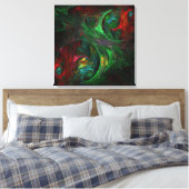 Genesis Green Abstrakt Art Wrapped Canvas Print Leinwanddruck (Insitu (Schlafzimmer))