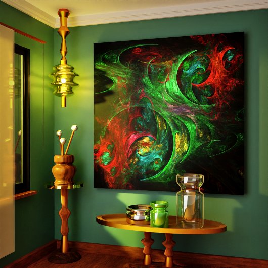 Genesis Green Abstrakt Art Wrapped Canvas Print Leinwanddruck