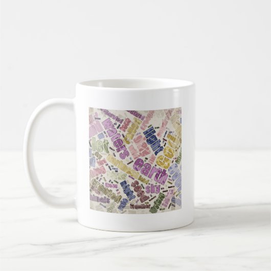 Genesis Kapitel 1 Word Cloud Kaffeetasse (Links)