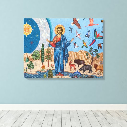 Genesis mosaic Premium Wrapped Canvas (Glanz) Leinwanddruck (Insitu (Holzboden))