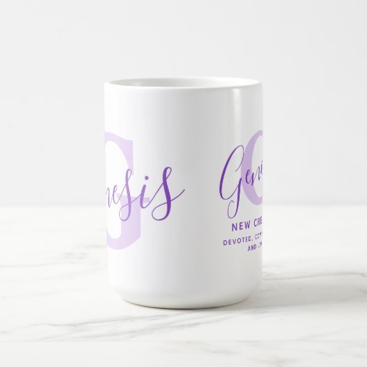 Genesis Name bedeutet Monogramm G lila Text Kaffeetasse (Mittel)