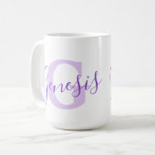 Genesis Name bedeutet Monogramm G lila Text Kaffeetasse (Vorderseite Links)