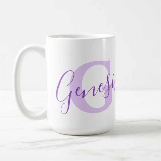 Genesis Name bedeutet Monogramm G lila Text Kaffeetasse (Links)