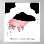 Genetic Engineering Cow GMO Udder Cartoon Poster (Vorne)