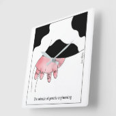 Genetic Engineering Cow GMO Udder Cartoon Quadratische Wanduhr (Winkel)