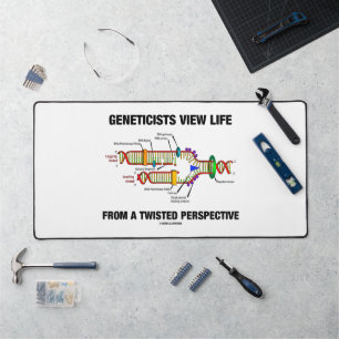 Genetiker betrachten das Leben aus einer verdrehte Schreibtischunterlage