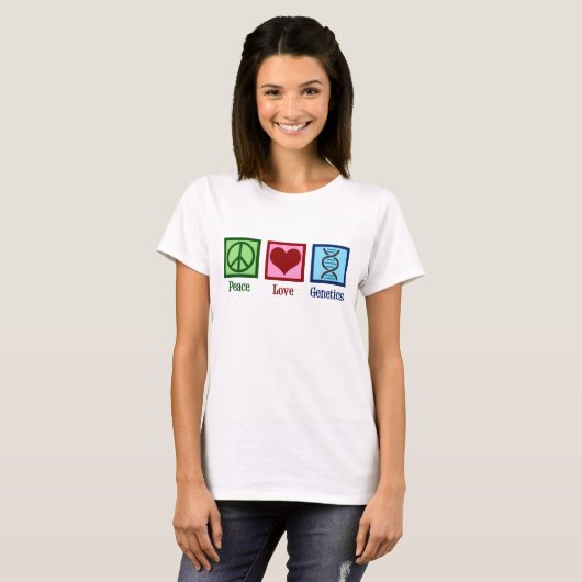 Genetiker Peace Liebe Genetics Company T-Shirt (Vorne ganz)