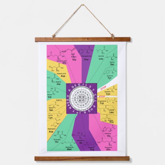 Genetisches Codon-Diagramm Rad der Aminosäuren Wandteppich Mit Holzrahmen (Vorderseite)
