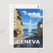 Geneva Street Switzerland Travel Jet d'eau Postkarte (Vorne/Hinten)
