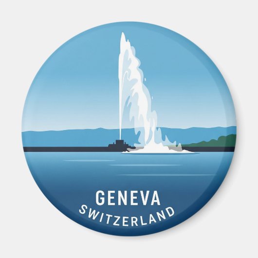 Geneva Street Switzerland Travel Jet d'eau Sunset Magnet (Vorne)