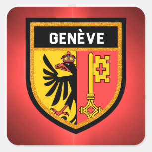 Genève Flag Quadratischer Aufkleber