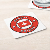 Genève Suisse Rechteckiger Pappuntersetzer (angewinkelt)