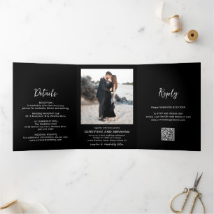 Genevieve Black Foto Moderne Hochzeit Dreifach Gefaltete Einladung