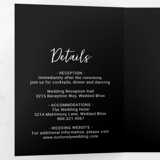 Genevieve Black Foto Moderne Hochzeit Dreifach Gefaltete Einladung (Innen Erste Seite)