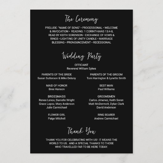 Genevieve Black Foto Moderne Hochzeit Programm (Rückseite)