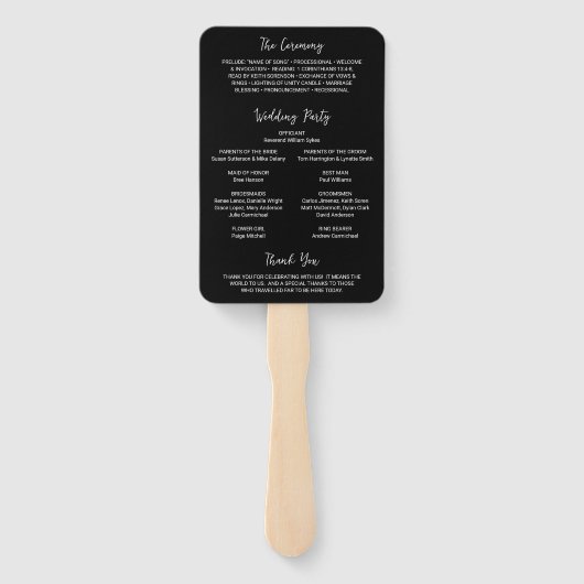 Genevieve Black Foto Modernes Hochzeitsprogramm Fächer (Rückseite)