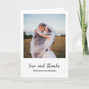 Genevieve Schwarz-Weiß-Foto Moderne Hochzeit Dankeskarte