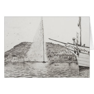 Genf-Brunnen und Bogen von Vergnügungsdampfer 2011