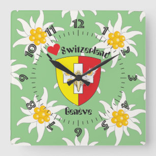 Genf / Genève Schweiz Suisse Svizzera Quadratische Wanduhr