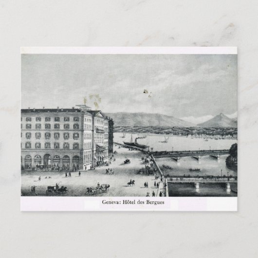 Genf, Hotel des Bergues 1890 Postkarte (Vorderseite)