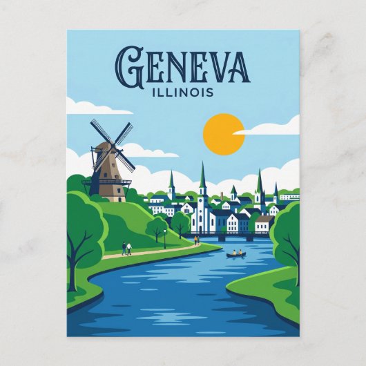 Genf Illinois Postkarte (Vorderseite)