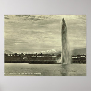 Genf, Jetl'eau im Hafen Poster