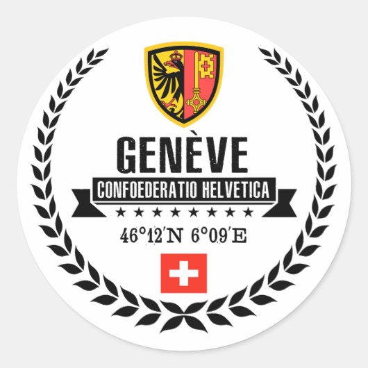 Genf Runder Aufkleber (Vorderseite)