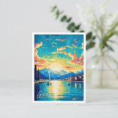 Genf Schweiz Kunst Vintage Reise Illustration Postkarte (Stehend Vorderseite)