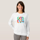 Genf Schweiz Pop Art Briefe T-Shirt (Vorne ganz)