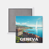 Genf Schweiz Reisen Magnet (Vorderseite/Rückseite)