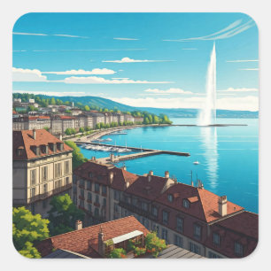 Genf Schweiz Reisen Quadratischer Aufkleber