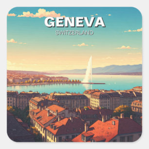 Genf Schweiz Reisen Quadratischer Aufkleber