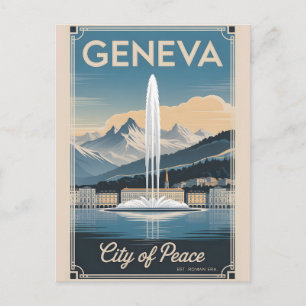 Genf Schweiz Retro-Silhouette Stadtansicht Reise Postkarte