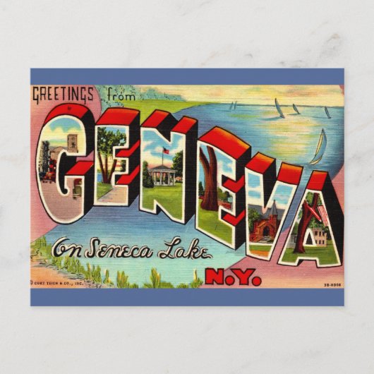 Genf Seneca Lake NY Retro Postkarte (Vorderseite)