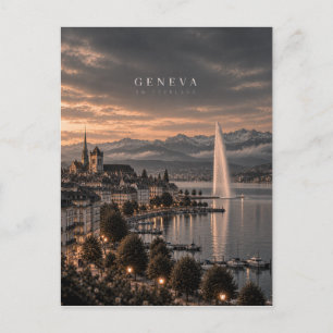 Genfer Kinematografische Monochrome Stadt Kunst Postkarte