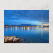 Genfer Panorama mit berühmtem Brunnen, Schweiz, Postkarte (Vorderseite)