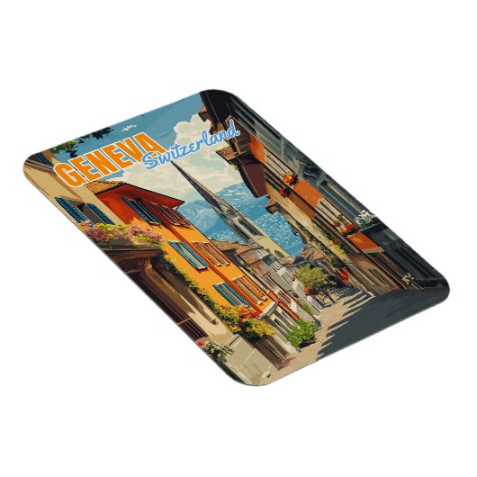 Genfer Schweiz Alpen Magnet (Rechte Seite)