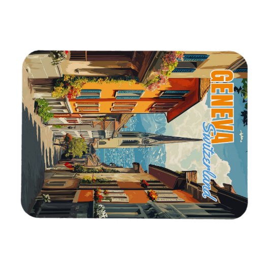Genfer Schweiz Alpen Magnet (Horizontal)