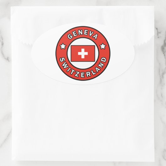 Genfer Schweiz Ovaler Aufkleber (Tasche)