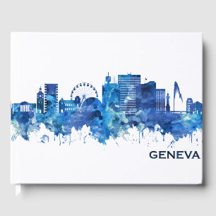 Genfer Schweiz Skyline Blue Gästebuch