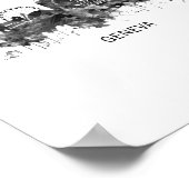 Genfer Schweiz Skyline BW Poster (Ecke)