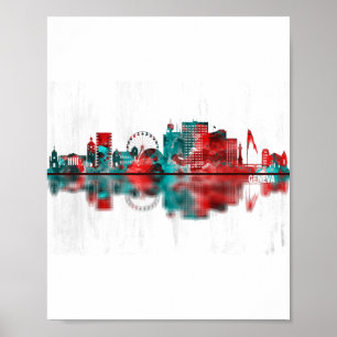 Genfer Schweiz Skyline Poster