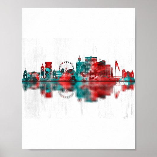 Genfer Schweiz Skyline Poster (Vorne)