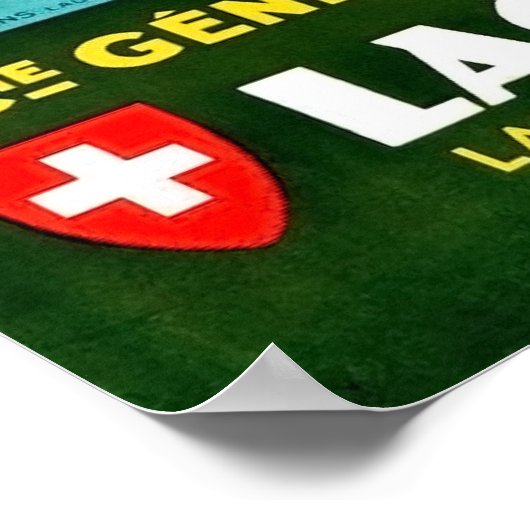 Genfer See, Aussicht auf das Gebiet, Schweiz, Vint Poster (Ecke)