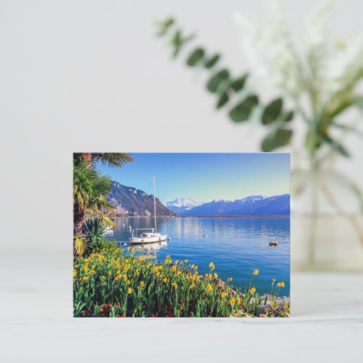 Genfer See in Montreux, Waadt, Schweiz Postkarte (Stehend Vorderseite)
