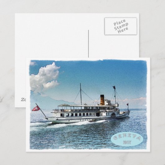 Genfer See Postkarte (Vorne/Hinten)