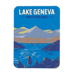 Genfer See Schweiz Reise Kunst Vintage Magnet