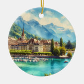 Genfer See Schweiz Weinkeller Weihnachten Keramik Ornament (Vorne)
