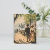 Genfer See Vintage Postkarte (Stehend Vorderseite)