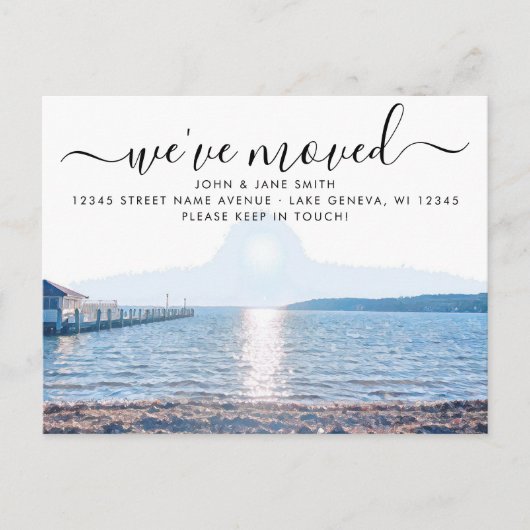 Genfer See Wisconsin Ankündigung Verlegung Postkar (Vorderseite)
